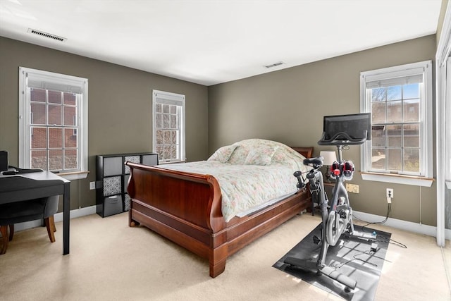 30 N Stone Ml Unit 1211, Dedham, MA 02026 - bedroom featuring visible vents, baseboards, and light carpet