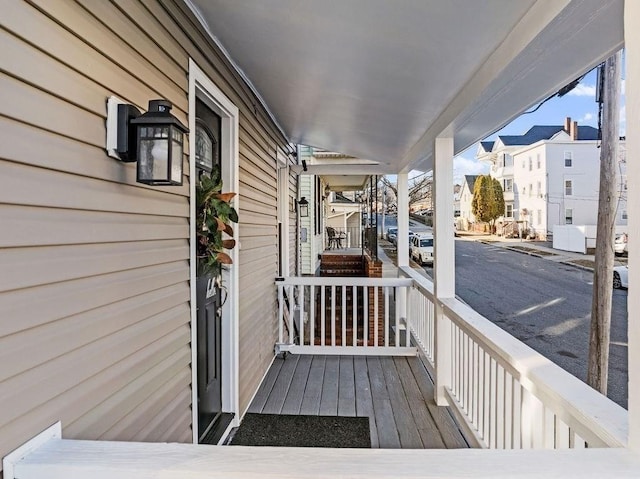 deck with covered porch