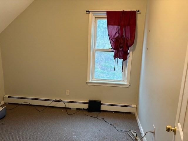 bonus room with carpet, baseboards, and vaulted ceiling