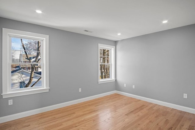 empty room featuring light wood-type flooring and a wealth of natural light