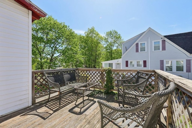 26 W Walnut St, Milford, MA 01757 - wooden deck with an outdoor hangout area