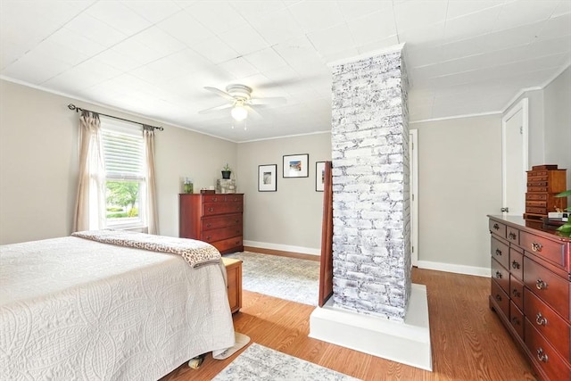 2480 Wilbraham Rd, Springfield, MA 01129 - bedroom featuring ornamental molding, wood finished floors, baseboards, and ceiling fan