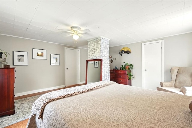 2480 Wilbraham Rd, Springfield, MA 01129 - bedroom featuring wood finished floors, crown molding, ceiling fan, and baseboards