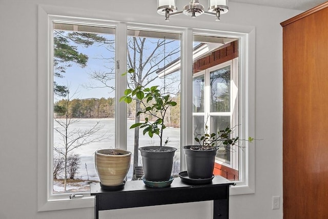 407 Mountain Rd, Jaffrey, NH 03452 - interior details with a notable chandelier