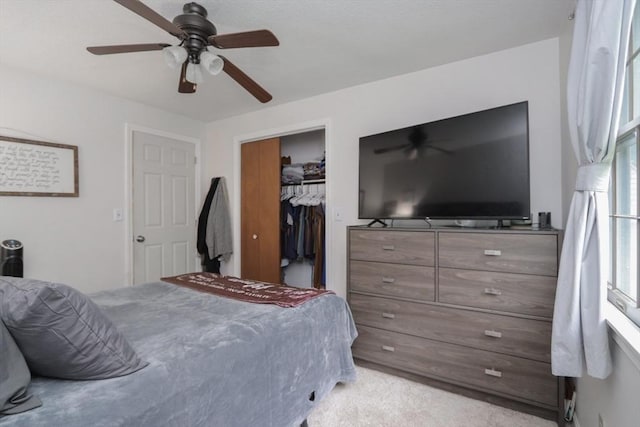 419 Southwick Rd Unit A3, Westfield, MA 01085 - bedroom with a closet, a walk in closet, a ceiling fan, and light colored carpet