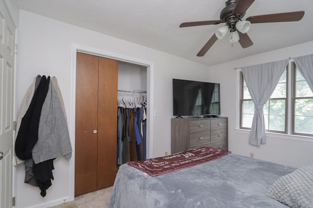 419 Southwick Rd Unit A3, Westfield, MA 01085 - bedroom featuring light colored carpet, a closet, and ceiling fan