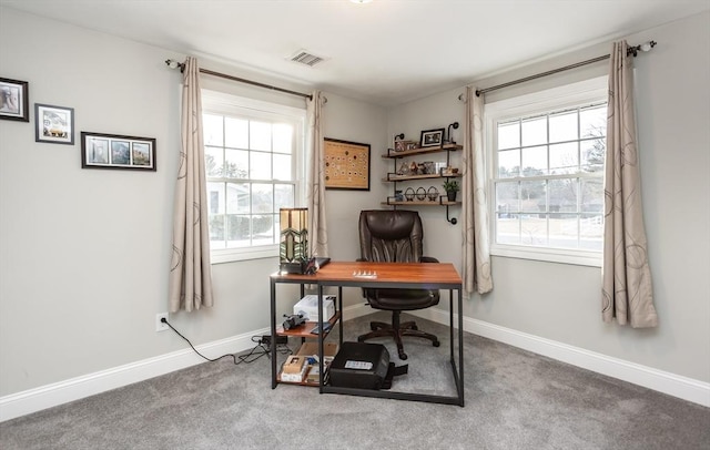 office area with carpet flooring