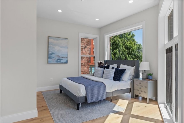 bedroom featuring light hardwood / wood-style flooring