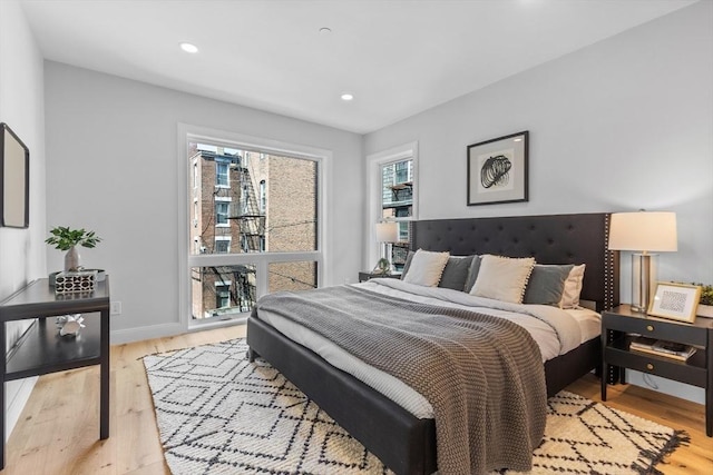 bedroom featuring light hardwood / wood-style floors