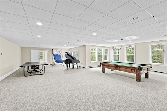 54 Garrison Dr, Scituate, MA 02066 - recreation room with carpet flooring, baseboards, recessed lighting, and pool table