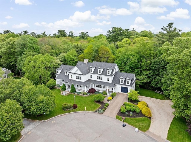 54 Garrison Dr, Scituate, MA 02066 - view from above of property with a heavily wooded area