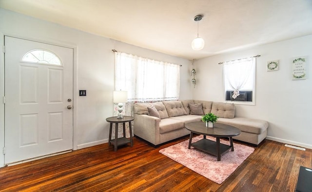 83 Armstrong St, West Springfield, MA 01089 - living room featuring dark wood-style floors and baseboards