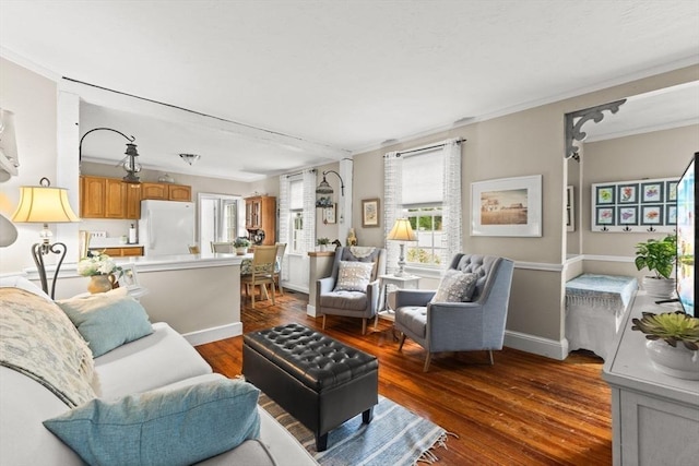 47-49 Dean St, Norton, MA 02766 - living room with dark wood-style flooring and crown molding