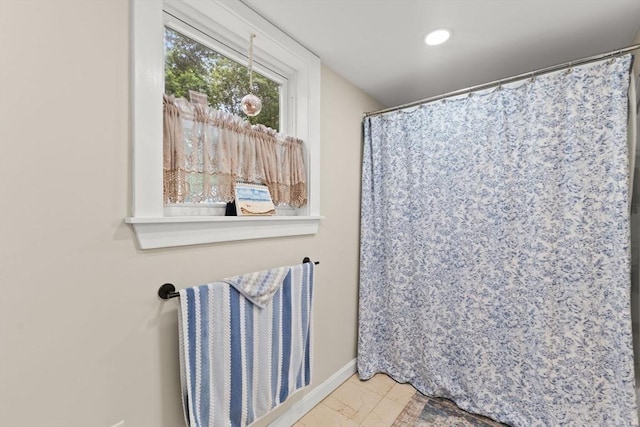 47-49 Dean St, Norton, MA 02766 - bathroom with recessed lighting and a shower with shower curtain