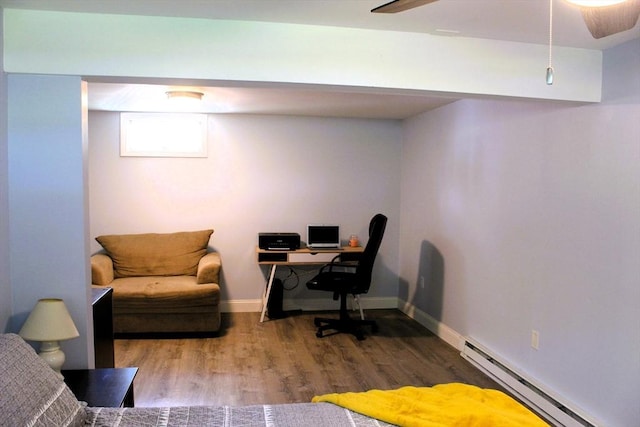 13 Laurana Ln, Hadley, MA 01035 - office space with a baseboard radiator, wood finished floors, and baseboards