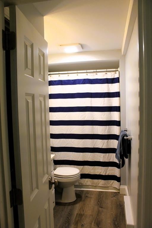 13 Laurana Ln, Hadley, MA 01035 - full bathroom with wood finished floors, toilet, and a shower with curtain