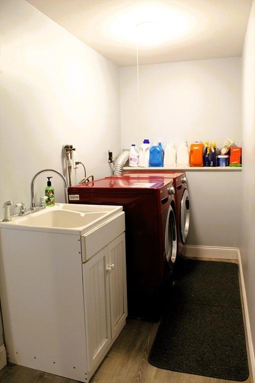 13 Laurana Ln, Hadley, MA 01035 - laundry area with separate washer and dryer and wood finished floors