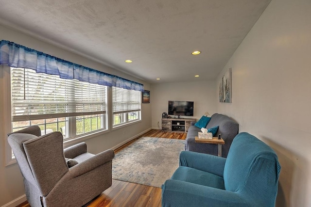 143 Eagle St, Ware, MA 01082 - living area with baseboards, recessed lighting, and wood finished floors