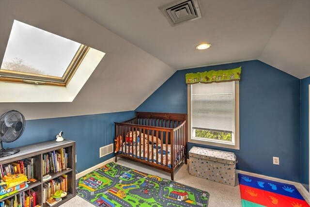 143 Eagle St, Ware, MA 01082 - bedroom featuring carpet flooring, visible vents, lofted ceiling, and baseboards