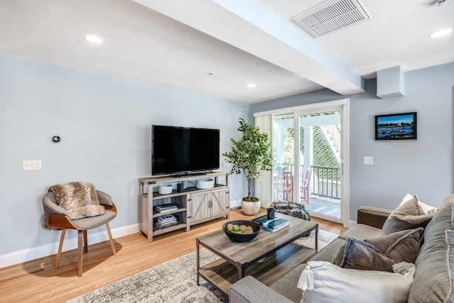 606 W Falmouth Hwy Unit 7, Falmouth, MA 02540 - living room with recessed lighting, light wood-style flooring, visible vents, and baseboards