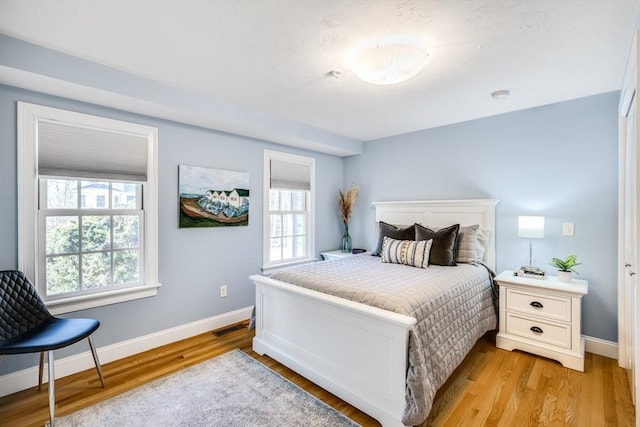 606 W Falmouth Hwy Unit 7, Falmouth, MA 02540 - bedroom with baseboards, visible vents, and light wood finished floors