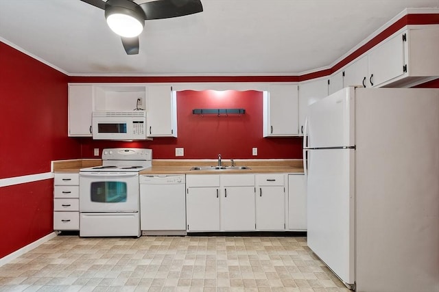 24 Mountainshire Dr Unit 24, Worcester, MA 01606 - kitchen with white appliances, a sink, white cabinets, and crown molding