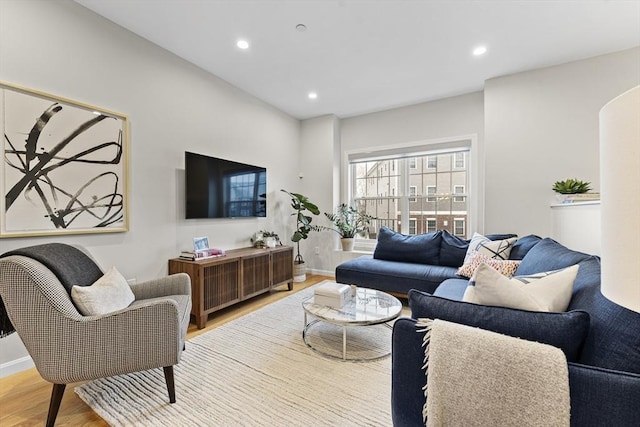 living room featuring light hardwood / wood-style flooring