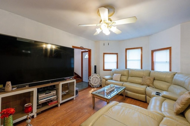 12 Charles St, Brockton, MA 02301 - living area with ceiling fan and wood finished floors