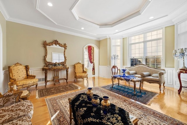30 Bridle Path, Shrewsbury, MA 01545 - sitting room with wood finished floors, a raised ceiling, a decorative wall, and a healthy amount of sunlight