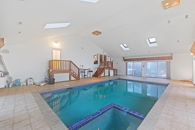 30 Bridle Path, Shrewsbury, MA 01545 - view of pool with a skylight and a pool with connected hot tub