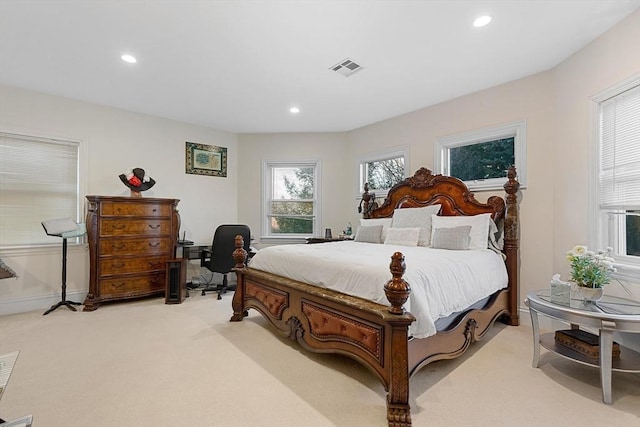 30 Bridle Path, Shrewsbury, MA 01545 - bedroom featuring recessed lighting, light colored carpet, and visible vents