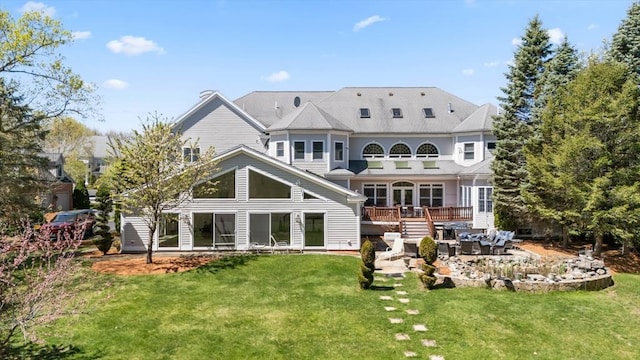 30 Bridle Path, Shrewsbury, MA 01545 - back of house with a patio, a yard, a deck, and a balcony