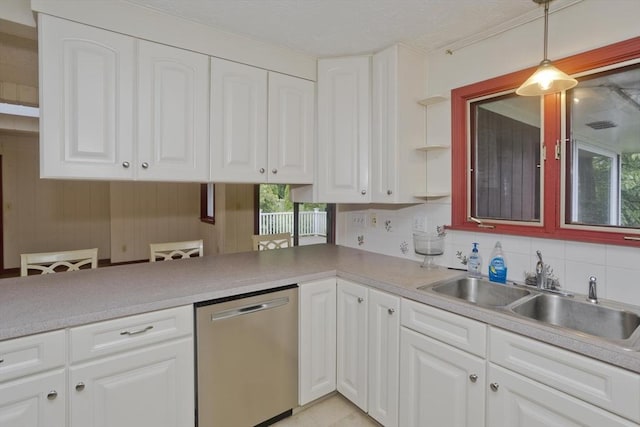 27 Chestnut Hill, South Hadley, MA 01075 - kitchen featuring dishwasher, decorative backsplash, plenty of natural light, and white cabinets