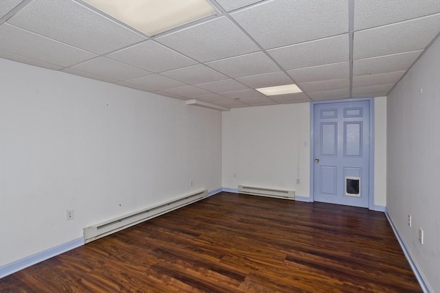 27 Chestnut Hill, South Hadley, MA 01075 - unfurnished room with a baseboard radiator, wood finished floors, and a paneled ceiling