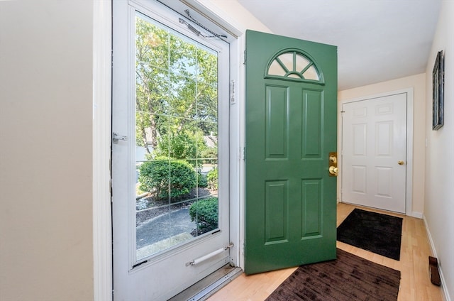 foyer with light hardwood / wood-style flooring