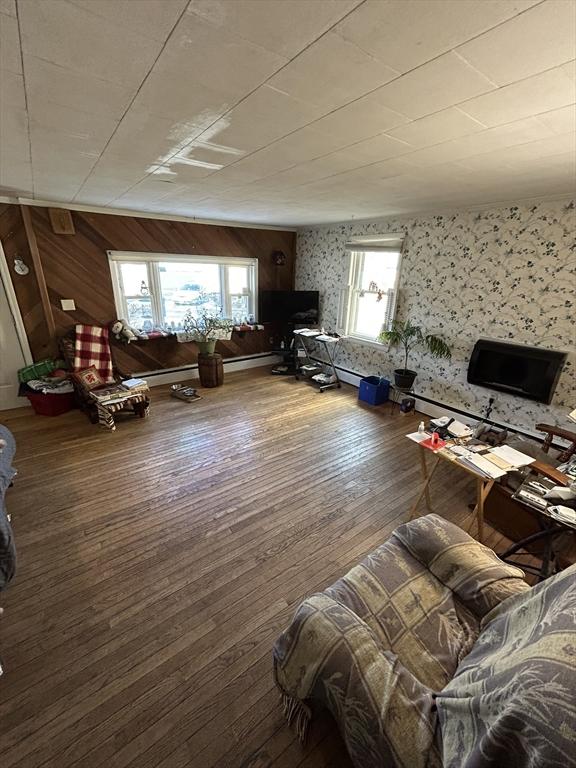 living room with hardwood / wood-style floors