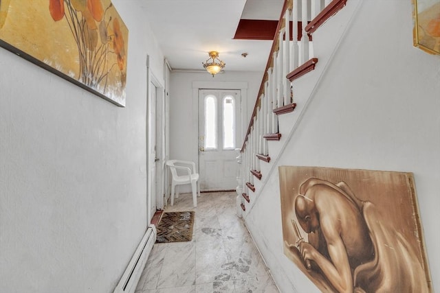 entrance foyer featuring a baseboard heating unit