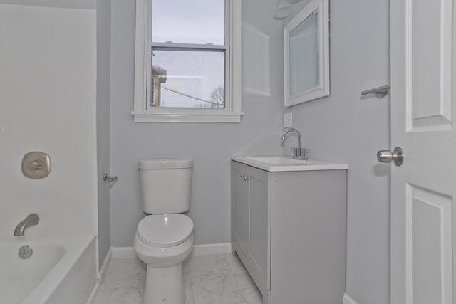 full bathroom featuring vanity, toilet, and shower / bath combination