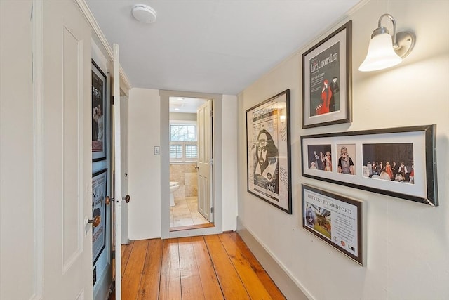 doorway with hardwood / wood-style floors