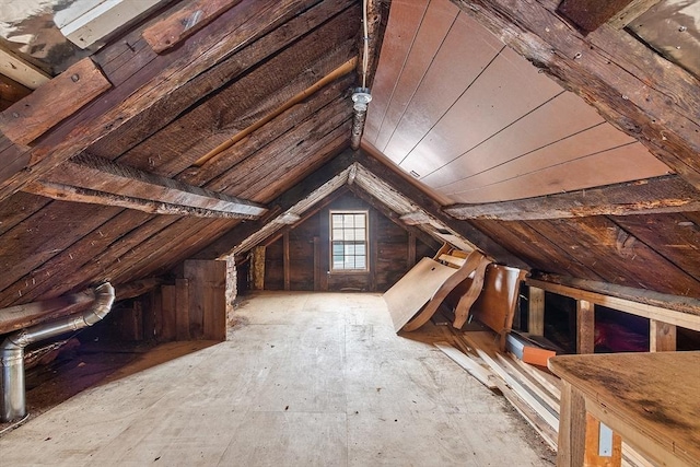 view of unfinished attic