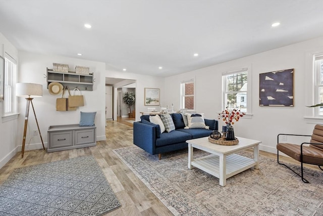 living room featuring light hardwood / wood-style floors