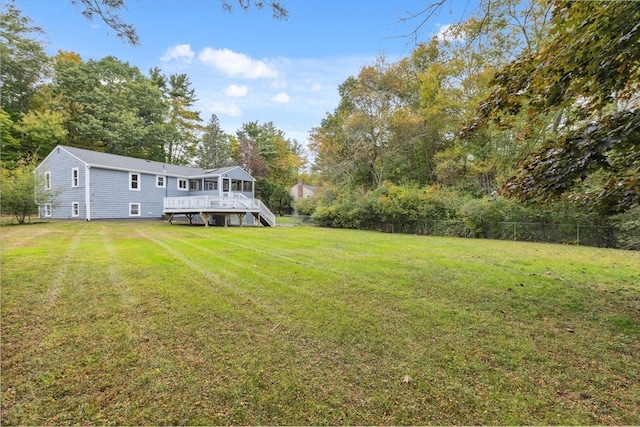 view of yard featuring a deck