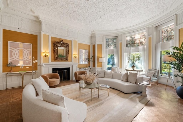 sunroom / solarium with a fireplace