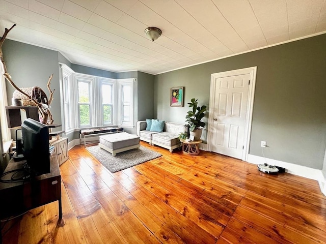 36 Circle St, Templeton, MA 01436 - living room featuring ornamental molding, wood-type flooring, and baseboards