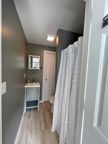 36 Circle St, Templeton, MA 01436 - full bathroom featuring vanity, toilet, wood finished floors, and baseboards