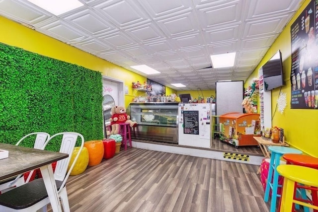 recreation room featuring hardwood / wood-style flooring