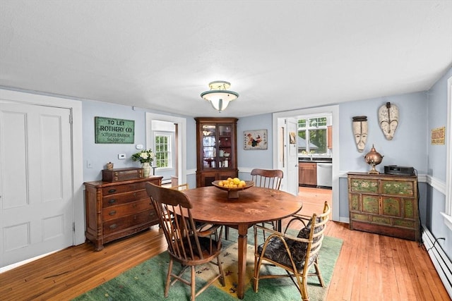 146 Chief Justic Cushing Hwy, Scituate, MA 02066 - dining area featuring light wood-type flooring and baseboard heating