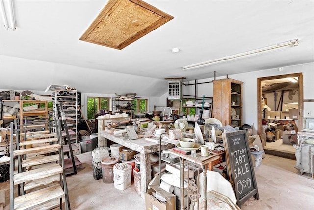 146 Chief Justic Cushing Hwy, Scituate, MA 02066 - dining room with concrete flooring and vaulted ceiling