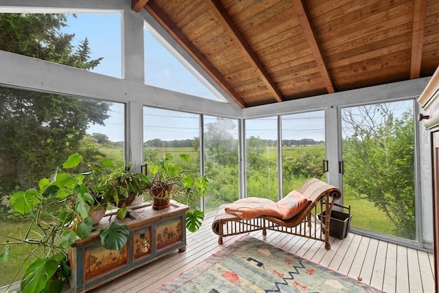146 Chief Justic Cushing Hwy, Scituate, MA 02066 - sunroom / solarium with a wood ceiling with exposed beams, high vaulted ceiling, hardwood / wood-style flooring, and plenty of natural light