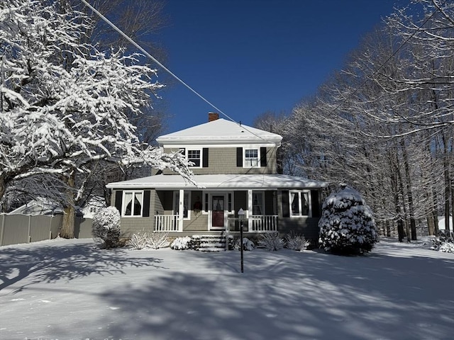 view of front facade featuring covered porch